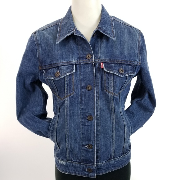 SOLD!!  VTG LEVIS M Denim Blue Jean Jacket Womens - Picture 5 of 8